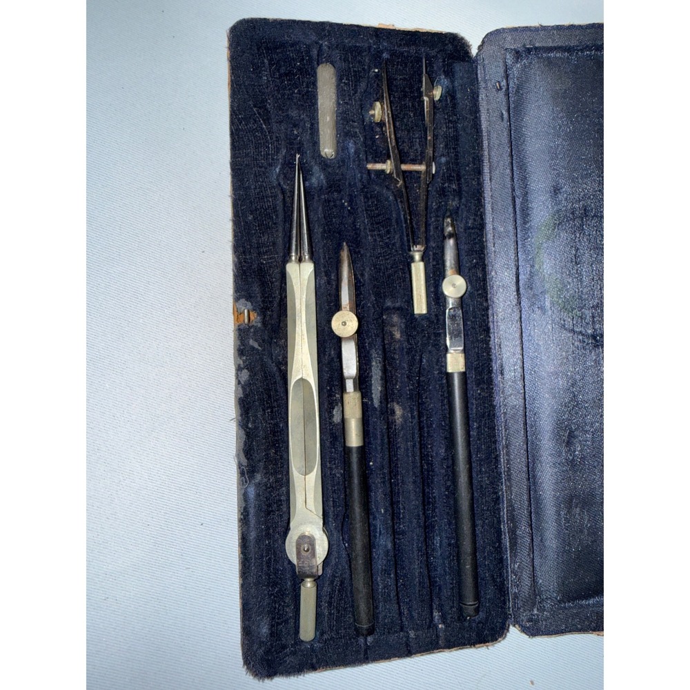 Vintage A Lietz Co Drafting Tool Set‎ Germany Compass Ruling Pen Architect Case